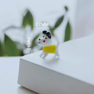 Krāsains, jauks stikla suns mini figūriņa Smieklīga, maza multfilma dzīvnieka statuja Mikro pasaku dārza figūriņas Miniatūras mājas dārza dekors