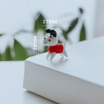 Krāsains, jauks stikla suns mini figūriņa Smieklīga, maza multfilma dzīvnieka statuja Mikro pasaku dārza figūriņas Miniatūras mājas dārza dekors