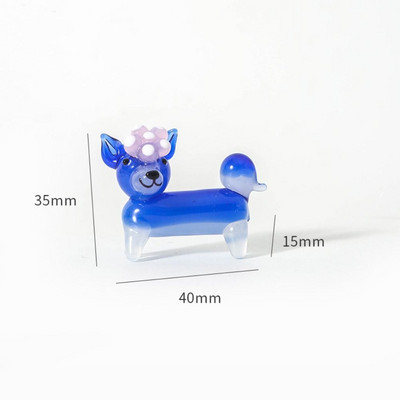 Krāsains, jauks stikla suns mini figūriņa Smieklīga, maza multfilma dzīvnieka statuja Mikro pasaku dārza figūriņas Miniatūras mājas dārza dekors