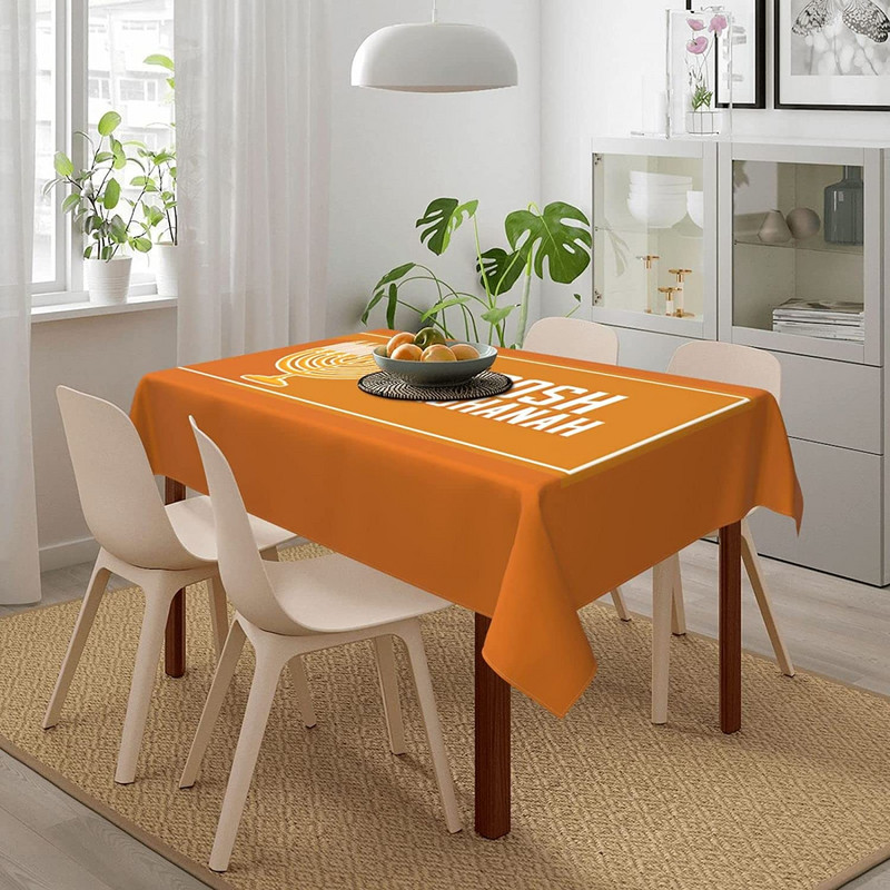 Rosh Hashanah taisnstūra galdauts svētku ballīšu rotājumi Shana Tova ūdensizturīgs grumbu galda pārklājs virtuves galda dekorēšanai