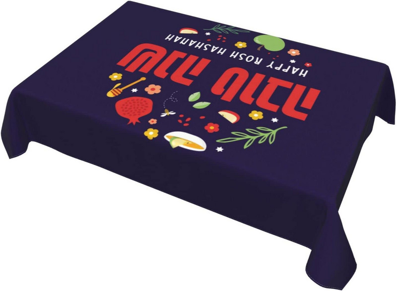 Shana Tova taisnstūra galdauts svētku ballīšu rotājumi Rosh Hashanah ūdensizturīgs galdauts virtuves pusdienu galda dekors