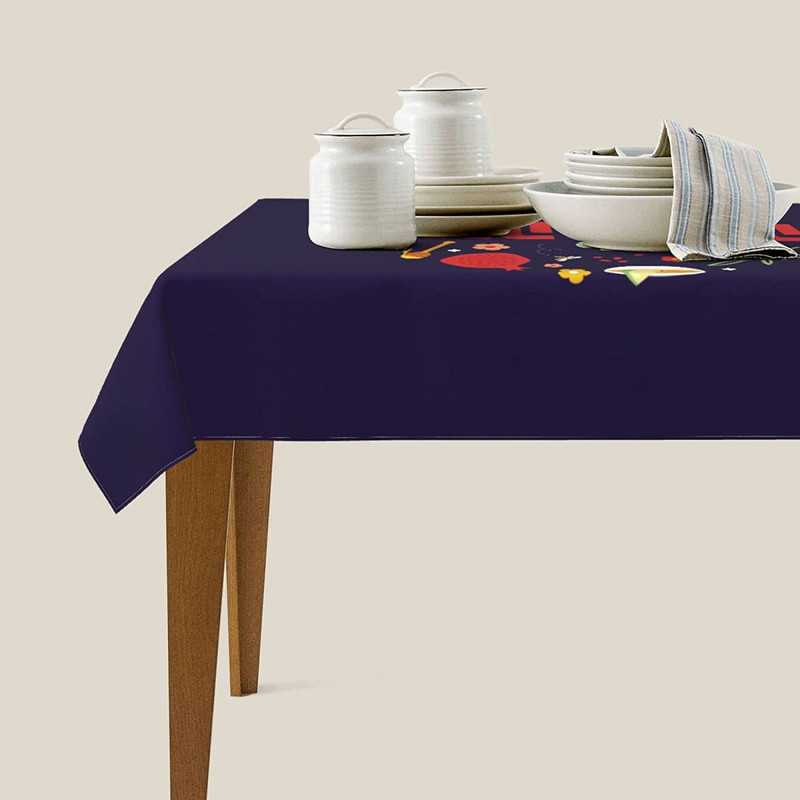 Shana Tova taisnstūra galdauts svētku ballīšu rotājumi Rosh Hashanah ūdensizturīgs galdauts virtuves pusdienu galda dekors