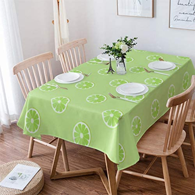Vodootporni stolnjak s pravokutnim pravokutnim proljetnim zelenim limunom Dekoracija blagdanske zabave Stolnjak u stilu jednostavnog voća za uređenje blagovaonice