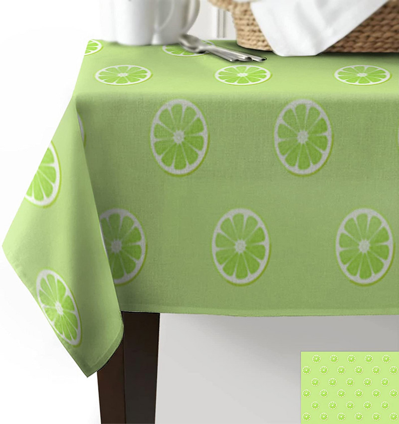 Vodootporni stolnjak s pravokutnim pravokutnim proljetnim zelenim limunom Dekoracija blagdanske zabave Stolnjak u stilu jednostavnog voća za uređenje blagovaonice