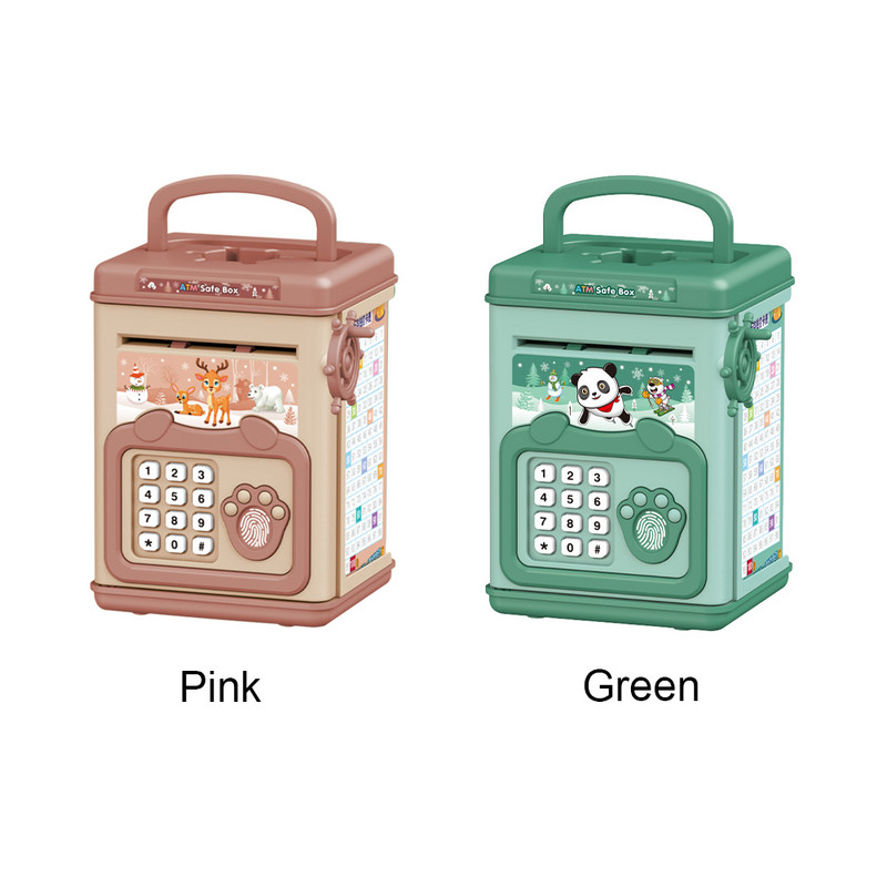 Rajzfilm érme készpénz gyerekeknek Pénzdoboz megtakarítás elektronikus malacpersely ajándék ujjlenyomat-jelszó zenével hordozható fogantyúval