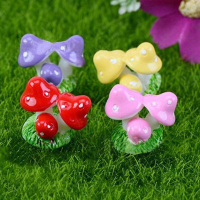 1 Pcs 4 Colors Cute Small Resin Mushrooms Fairy Garden Ornament Miniature Bonsai Plants Pots Fairy DIY Doll House Diy