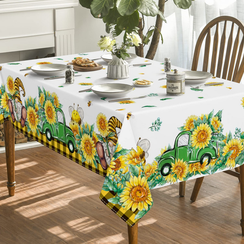 Vasaras ruck akvarelis saulespuķu kāzu ballīšu dekori Ūdensizturīgs audums atkārtoti lietojams galdauts virtuves pusdienu galda dekors