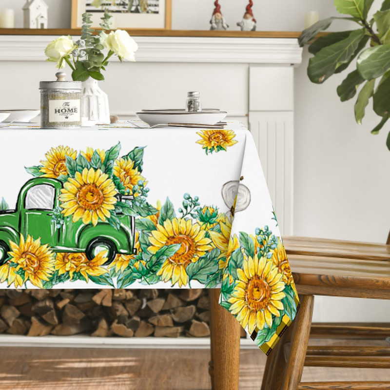 Vasaras ruck akvarelis saulespuķu kāzu ballīšu dekori Ūdensizturīgs audums atkārtoti lietojams galdauts virtuves pusdienu galda dekors