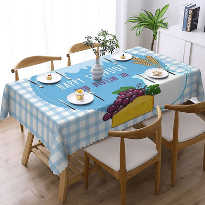 Priecīgus Shavuot ebreju svētkus taisnstūra galdauta galda rotājumi ūdensizturīgs poliestera galdauts virtuves pusdienu galda dekors