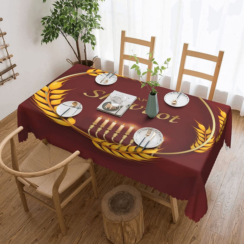 Priecīgus Shavuot ebreju svētkus taisnstūra galdauta galda rotājumi ūdensizturīgs poliestera galdauts virtuves pusdienu galda dekors