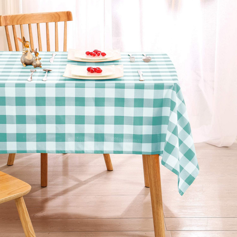 Față de masă în carouri cu apă și alb Decoratiuni pentru petreceri de vacanță Față de masă rezistentă la șifonare pentru decorarea mesei de bucătărie
