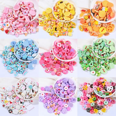 10 buc Rașină Charms Mărgele Accesorii Kawaii Cabochon DIY Tort Biscuiți Înghețată Simulare Alimente Fructe Telefon Autocolant Mix Culori