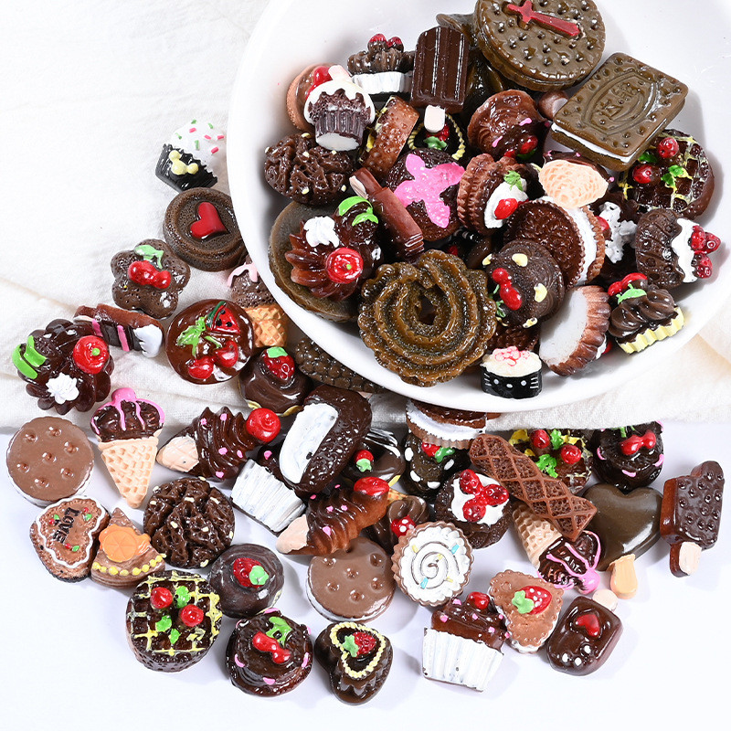 10 komada Smole Privjesci Kuglice Dodaci Kawaii Cabochon DIY Torta Biskvit Simulacija Sladoleda Hrana Voće Telefon Naljepnica Pomiješane boje