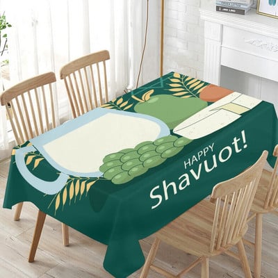 Happy Shavuot téglalap terítő zsidó ünnepi asztaldíszek Vízálló poliészter terítő konyhai étkező dekorációhoz