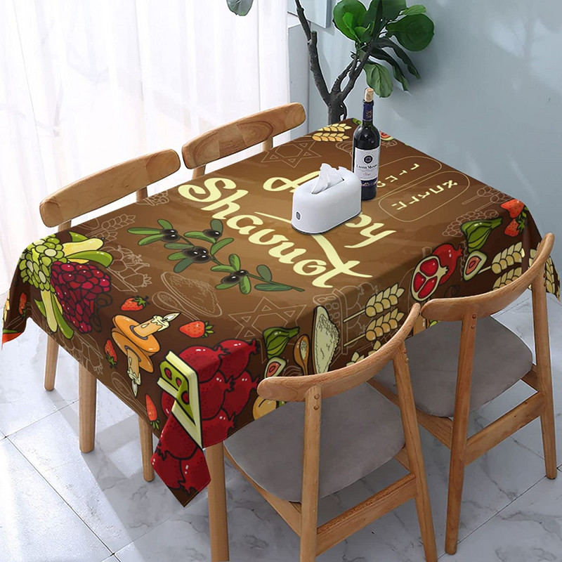 Happy Shavuot téglalap terítő zsidó ünnepi asztaldíszek Vízálló poliészter terítő konyhai étkező dekorációhoz