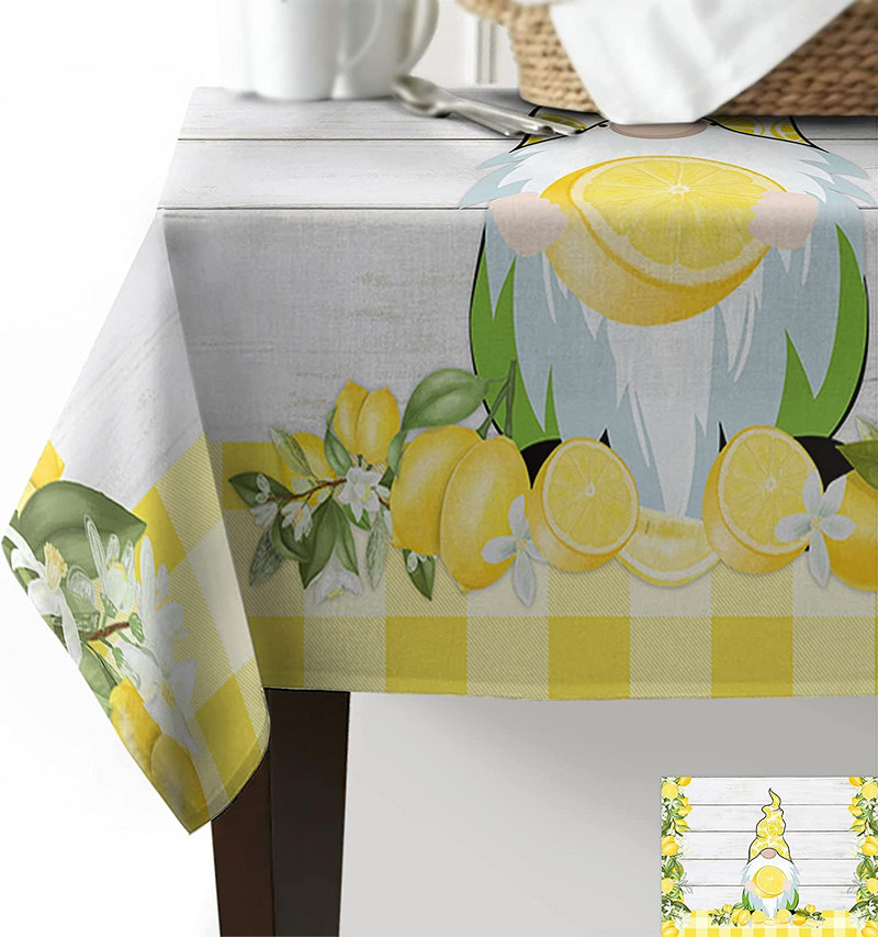 Ljeto Gnome Pravokutni stolnjak od limunskog drva Dekoracije za blagdanske zabave Vodootporni stolnjak od tkanine Dekor za blagovaonicu