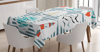 Jūras okeāna tematikas modes ūdensnecaurlaidīgs galdauts kāzu dekors Taisnstūra galda pārklājs svētku ballītes virtuves dekoru aksesuāri