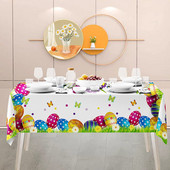 Velykų kiaušinių vandeniui atspari staltiesė šventinių vakarėlių papuošimai Pavasario gėlių drugelių stalo dangtis namų virtuvės valgomojo dekoravimui