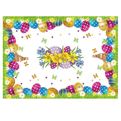 Velykų kiaušinių vandeniui atspari staltiesė šventinių vakarėlių papuošimai Pavasario gėlių drugelių stalo dangtis namų virtuvės valgomojo dekoravimui