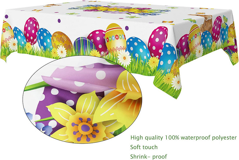 Velykų kiaušinių vandeniui atspari staltiesė šventinių vakarėlių papuošimai Pavasario gėlių drugelių stalo dangtis namų virtuvės valgomojo dekoravimui