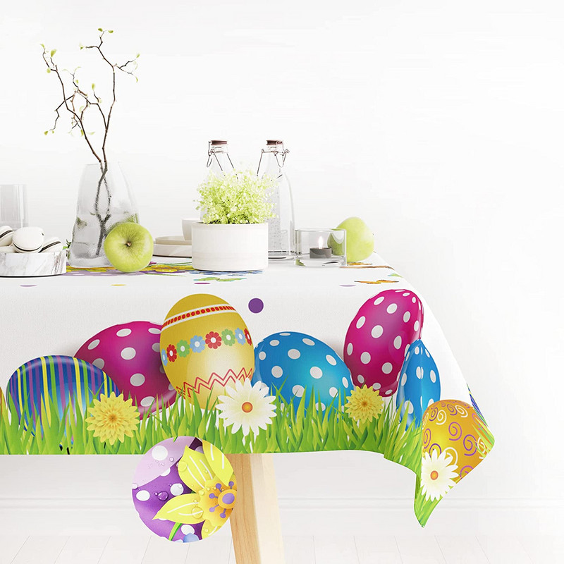 Velykų kiaušinių vandeniui atspari staltiesė šventinių vakarėlių papuošimai Pavasario gėlių drugelių stalo dangtis namų virtuvės valgomojo dekoravimui