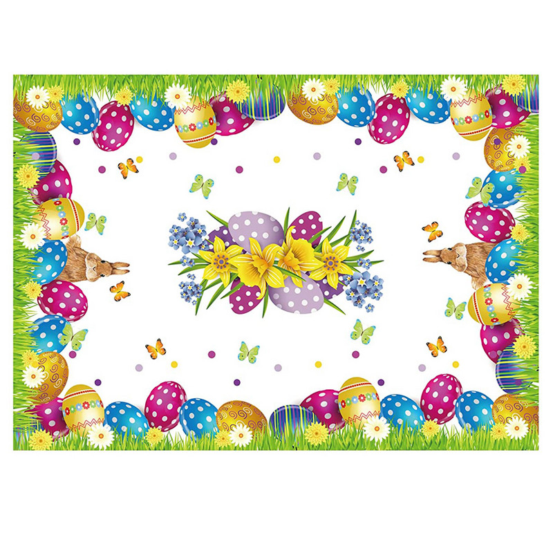Velykų kiaušinių vandeniui atspari staltiesė šventinių vakarėlių papuošimai Pavasario gėlių drugelių stalo dangtis namų virtuvės valgomojo dekoravimui