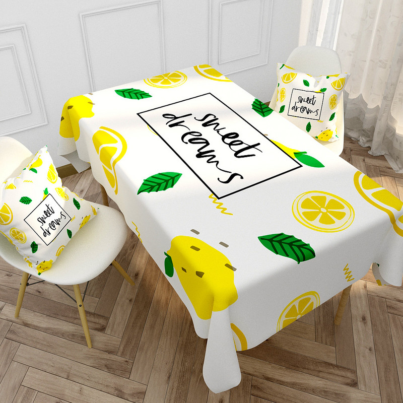 Vasaros citrinos vaisių stačiakampio staltiesės virtuvės stalo dekoravimas Daugkartinio naudojimo vandeniui atspari staltiesė Šventinis vakarėlio vestuvių dekoravimas