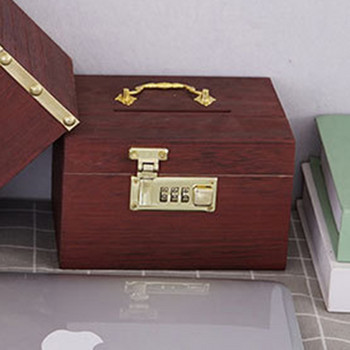 Дървена кутия в ретро стил Касичка Дървена кутия за пари Органайзер с ключалка Кутия за съкровища за деца