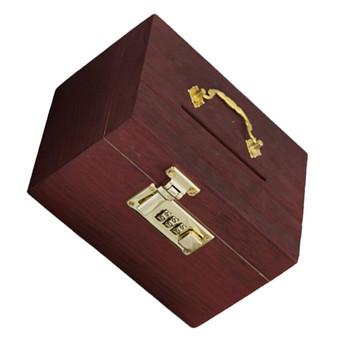 Дървена кутия в ретро стил Касичка Дървена кутия за пари Органайзер с ключалка Кутия за съкровища за деца