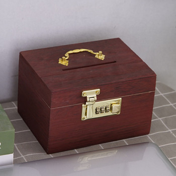 Ξύλινο κουτί vintage στυλ Κουμπαράς Ξύλινη θήκη Money Box με κλειδαριά θησαυρού για παιδιά