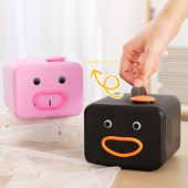 Elektromos malacpersely takarékdoboz gyerekeknek Ajándék aranyos emberi arc mozgó arckifejezés nagy kapacitású takaréktartó edény dísz műanyag rajzfilm
