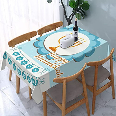 Kék-fehér hanuka dekoráció téglalap terítő Menóra Dávid-csillag Zsidó Fesztivál Nyaralóház parti étkező dekoráció