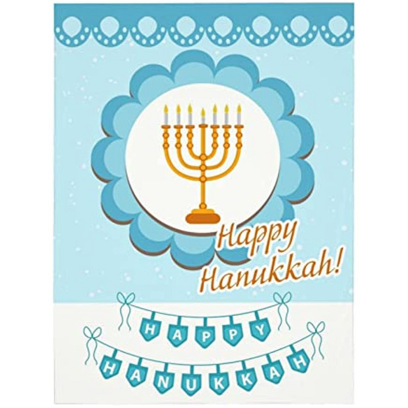 Kék-fehér hanuka dekoráció téglalap terítő Menóra Dávid-csillag Zsidó Fesztivál Nyaralóház parti étkező dekoráció