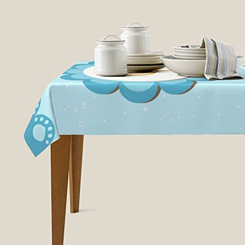 Kék-fehér hanuka dekoráció téglalap terítő Menóra Dávid-csillag Zsidó Fesztivál Nyaralóház parti étkező dekoráció