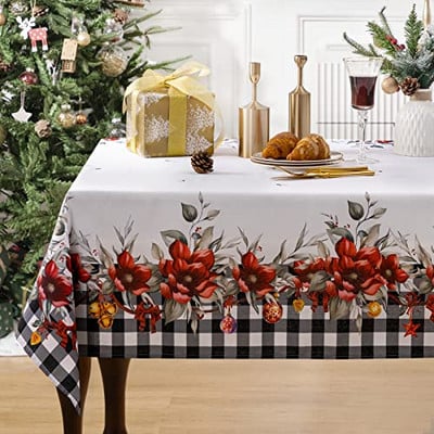 Ziemassvētku ziemeļbriežu un sniegpārsliņu dekorēšana Iegarenas galdauts Kāzu dekors Kafijas galdiņa dekors Ēdamistabas Ūdensizturīgs galdauts