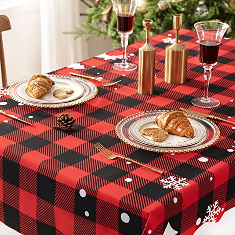 Ziemassvētku ziemeļbriežu un sniegpārsliņu dekorēšana Iegarenas galdauts Kāzu dekors Kafijas galdiņa dekors Ēdamistabas Ūdensizturīgs galdauts