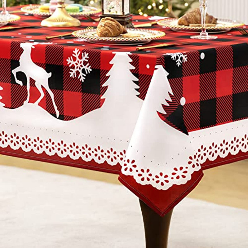 Ziemassvētku ziemeļbriežu un sniegpārsliņu dekorēšana Iegarenas galdauts Kāzu dekors Kafijas galdiņa dekors Ēdamistabas Ūdensizturīgs galdauts