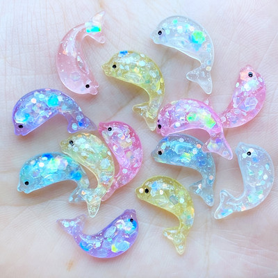 20Gb Resin Lovely Mini multfilma Spīdošs delfīns ar plakanu muguru Cabochon Scrapbook Kawaii DIY Juvelierizstrādājumu amatniecības apdares aksesuāri L69