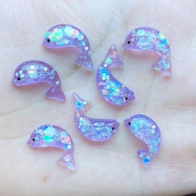 20Gb Resin Lovely Mini multfilma Spīdošs delfīns ar plakanu muguru Cabochon Scrapbook Kawaii DIY Juvelierizstrādājumu amatniecības apdares aksesuāri L69