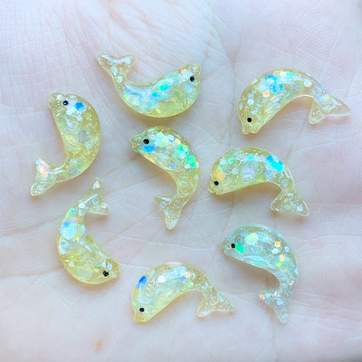 20Gb Resin Lovely Mini multfilma Spīdošs delfīns ar plakanu muguru Cabochon Scrapbook Kawaii DIY Juvelierizstrādājumu amatniecības apdares aksesuāri L69