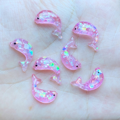 20Gb Resin Lovely Mini multfilma Spīdošs delfīns ar plakanu muguru Cabochon Scrapbook Kawaii DIY Juvelierizstrādājumu amatniecības apdares aksesuāri L69