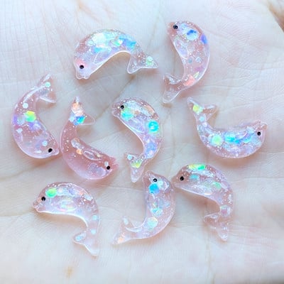 20Gb Resin Lovely Mini multfilma Spīdošs delfīns ar plakanu muguru Cabochon Scrapbook Kawaii DIY Juvelierizstrādājumu amatniecības apdares aksesuāri L69