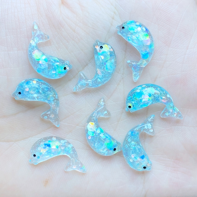 20Gb Resin Lovely Mini multfilma Spīdošs delfīns ar plakanu muguru Cabochon Scrapbook Kawaii DIY Juvelierizstrādājumu amatniecības apdares aksesuāri L69