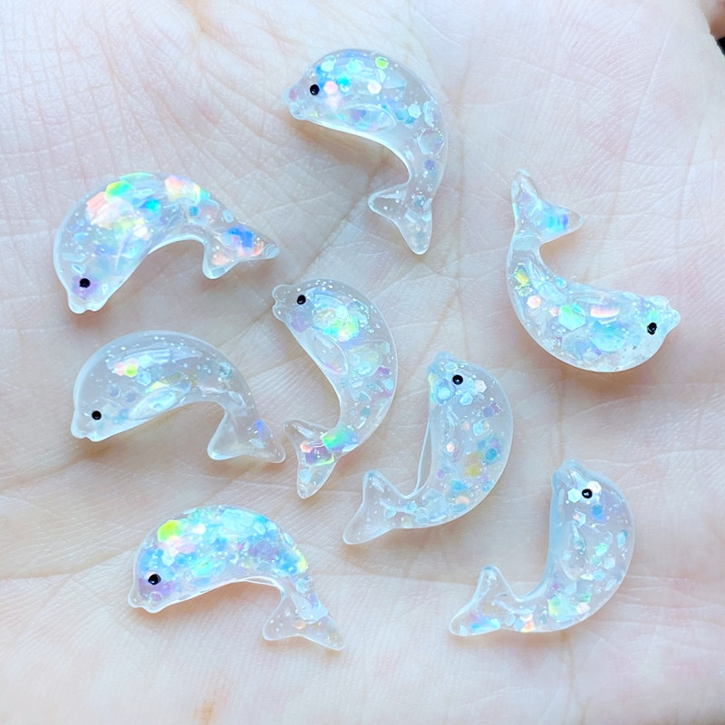 20Gb Resin Lovely Mini multfilma Spīdošs delfīns ar plakanu muguru Cabochon Scrapbook Kawaii DIY Juvelierizstrādājumu amatniecības apdares aksesuāri L69