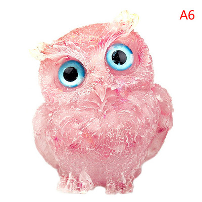 1Pcs Prirodni kristalni kamen Šljunak Sova Životinjski obrti Ručno izrađene male figurice DIY Dekor stola od smole Pokloni za uređenje doma