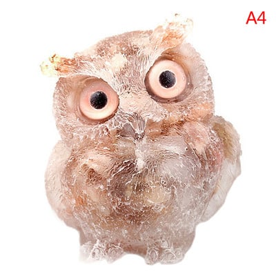 1Pcs Prirodni kristalni kamen Šljunak Sova Životinjski obrti Ručno izrađene male figurice DIY Dekor stola od smole Pokloni za uređenje doma