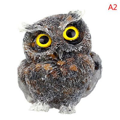 1Pcs Prirodni kristalni kamen Šljunak Sova Životinjski obrti Ručno izrađene male figurice DIY Dekor stola od smole Pokloni za uređenje doma
