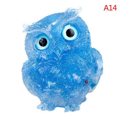 1Pcs Prirodni kristalni kamen Šljunak Sova Životinjski obrti Ručno izrađene male figurice DIY Dekor stola od smole Pokloni za uređenje doma