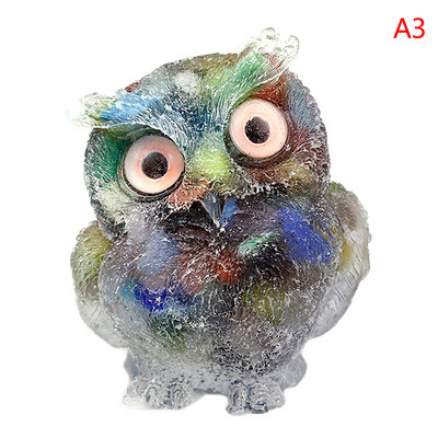 1Pcs Prirodni kristalni kamen Šljunak Sova Životinjski obrti Ručno izrađene male figurice DIY Dekor stola od smole Pokloni za uređenje doma