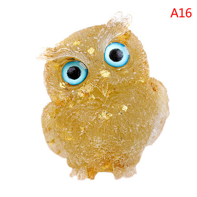 1Pcs Prirodni kristalni kamen Šljunak Sova Životinjski obrti Ručno izrađene male figurice DIY Dekor stola od smole Pokloni za uređenje doma